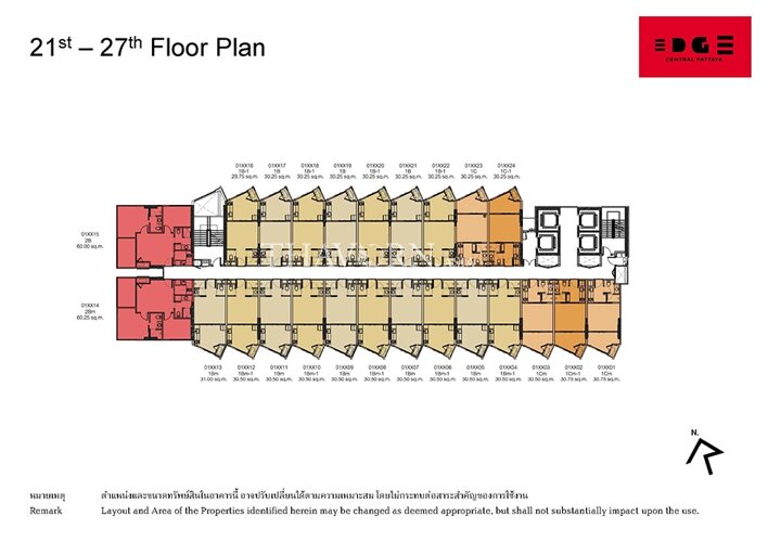 Floor plans Edge Central Pattaya 公寓 5