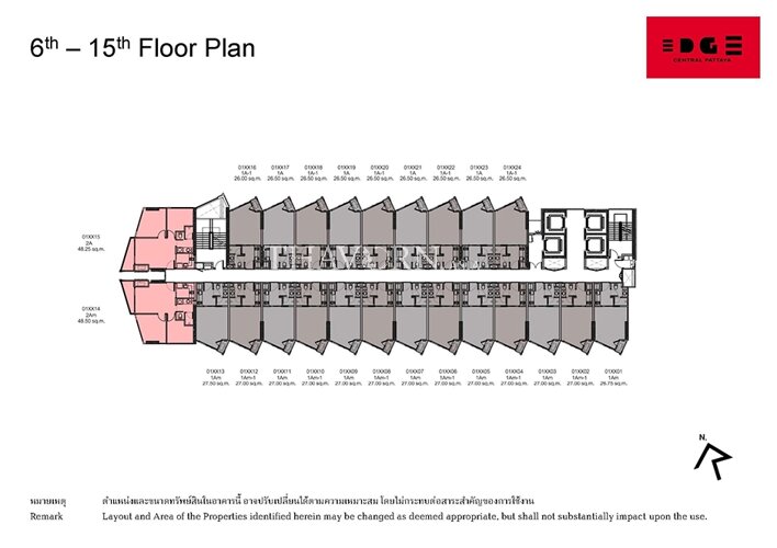 Floor plans เอดจ์ เซ็นทรัล-พัทยา คอนโด 3