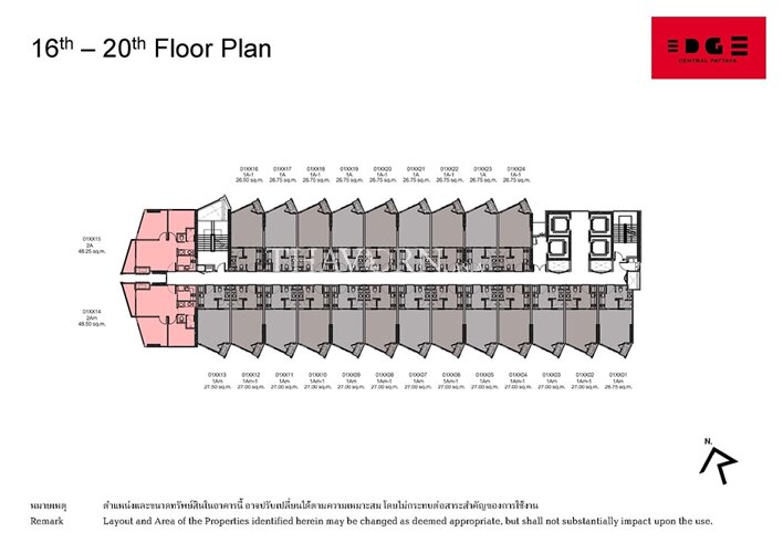 Floor plans Edge Central Pattaya 公寓 4