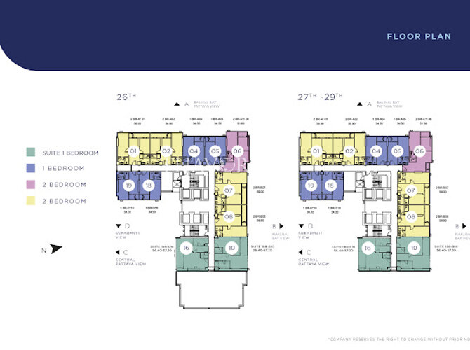 Floor plans Once Pattaya 公寓 2
