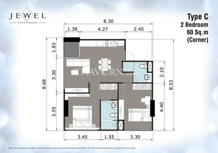 户型图 #3 The Jewel Pratumnak 公寓