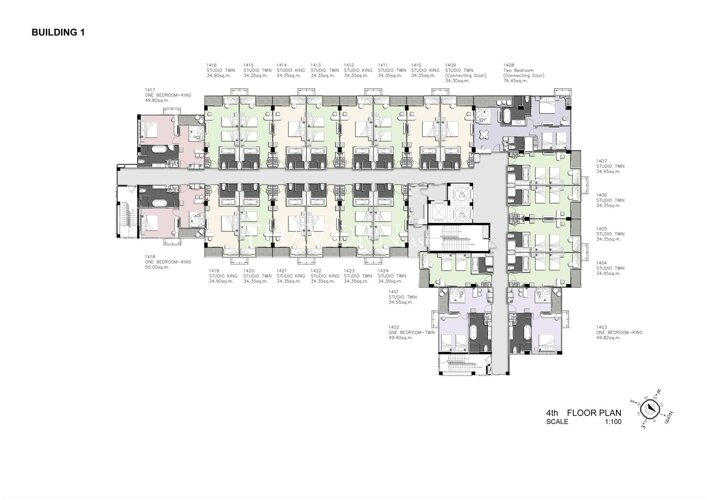 Floor plans Wyndham Jomtien Pattaya 公寓 3