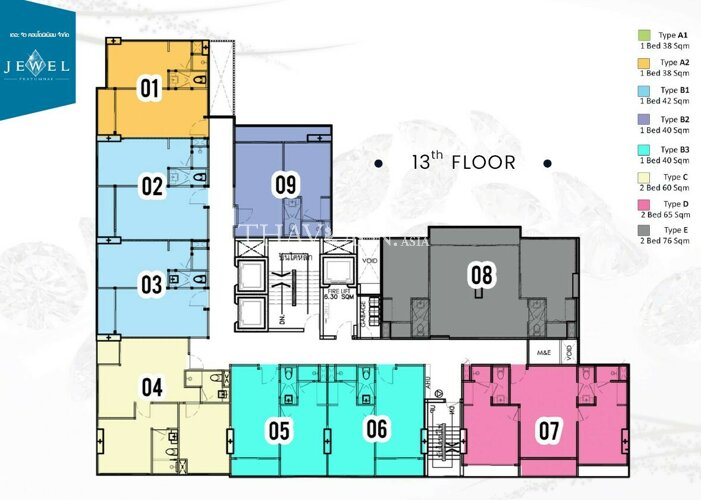 Floor plans The Jewel Pratumnak 公寓 2