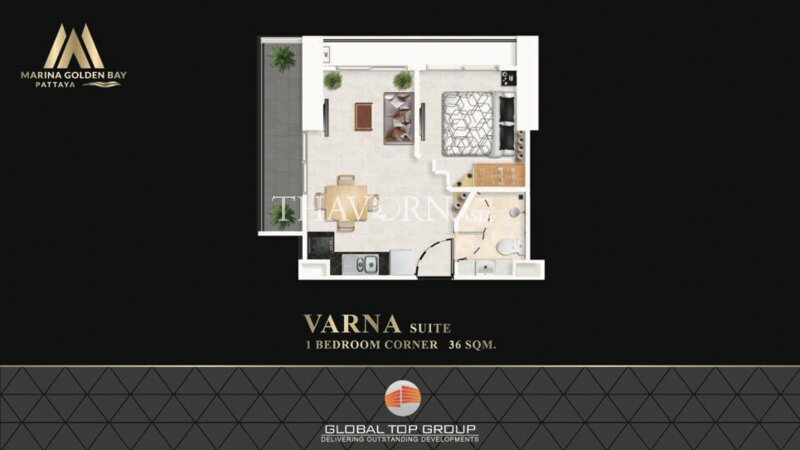 户型图 #3 Marina Golden Bay Pattaya 公寓