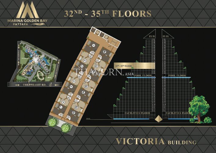 Floor plans Marina Golden Bay Pattaya 公寓 10