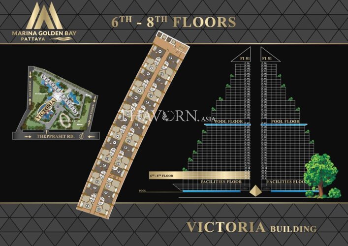 Floor plans Marina Golden Bay Pattaya 公寓 2