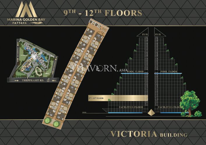 Floor plans Marina Golden Bay Pattaya 公寓 3