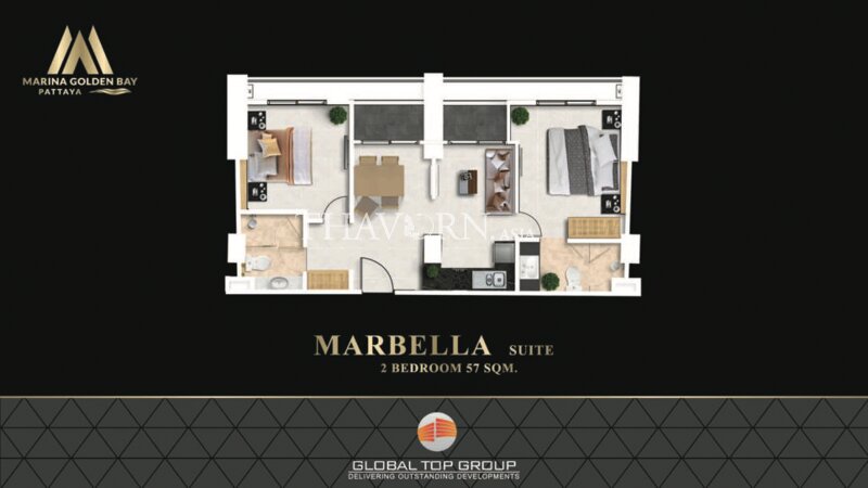 户型图 #5 Marina Golden Bay Pattaya 公寓