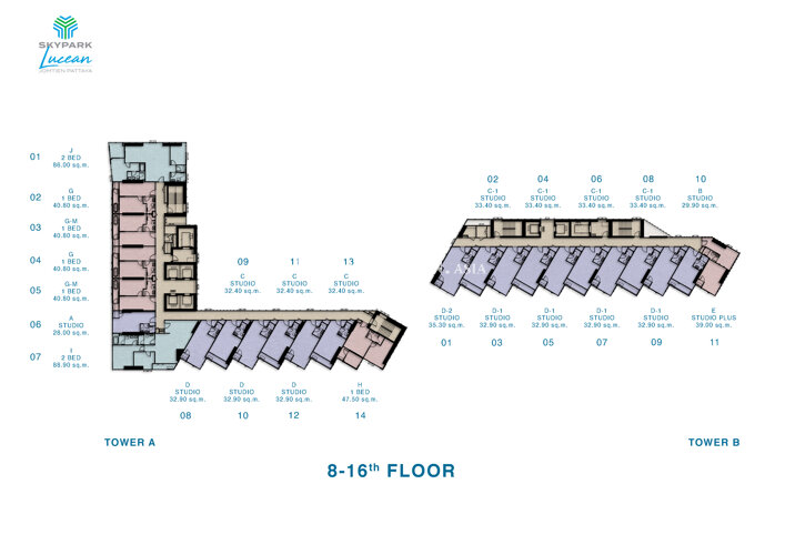 Планы этажей ЖК Skypark Lucean 6