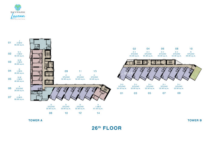 Планы этажей ЖК Skypark Lucean 8