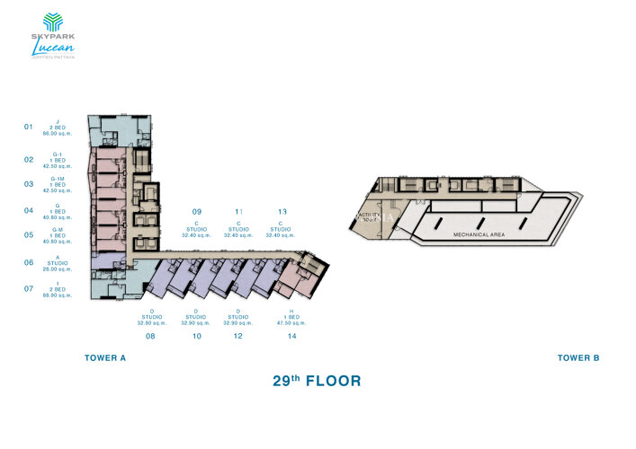 Планы этажей ЖК Skypark Lucean 10