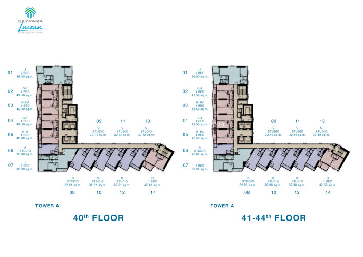 Планы этажей ЖК Skypark Lucean 15