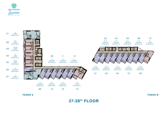 Планы этажей ЖК Skypark Lucean 9