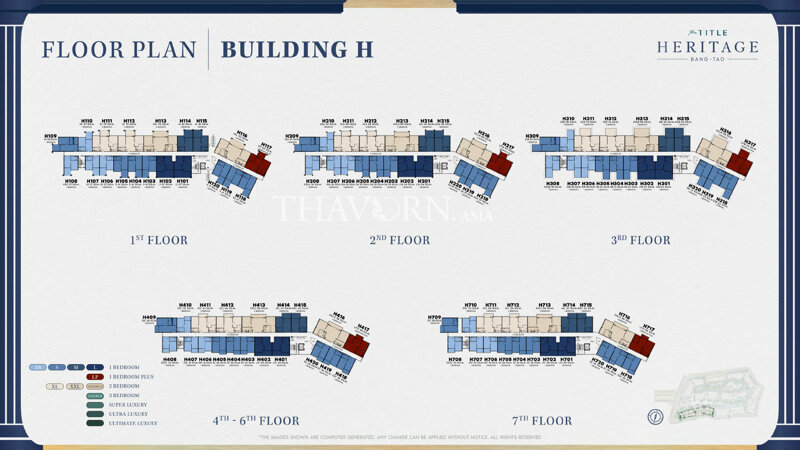 Floor plans The Title Heritage Bang Tao 公寓 6