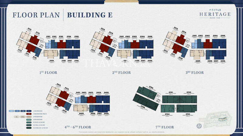 Floor plans The Title Heritage Bang Tao 公寓 3