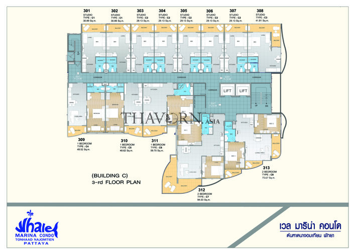 Планы этажей ЖК Whale Marina Condo 24