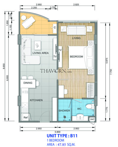 户型图 #24 Whale Marina Condo 公寓