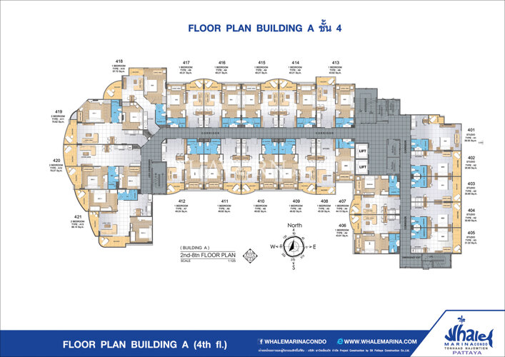 Планы этажей ЖК Whale Marina Condo 3