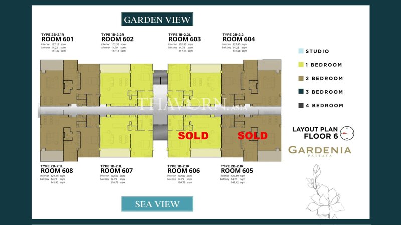 Floor plans Gardenia Pattaya 公寓 5
