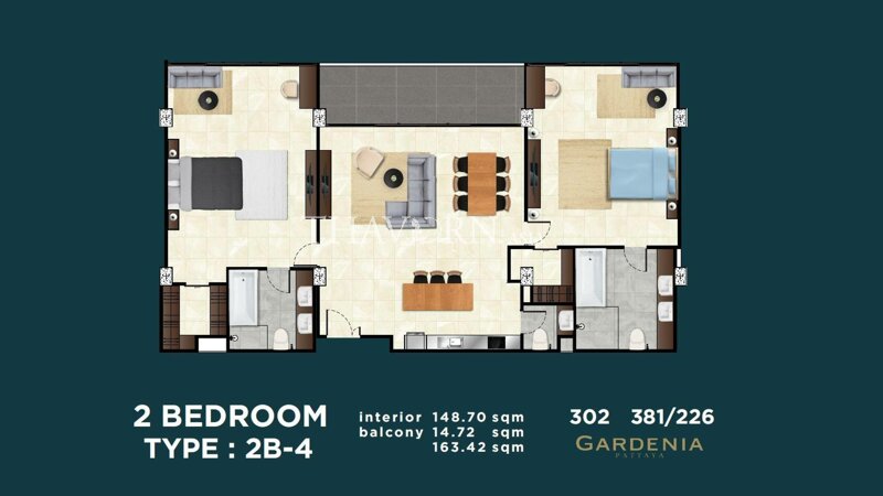 户型图 #4 Gardenia Pattaya 公寓