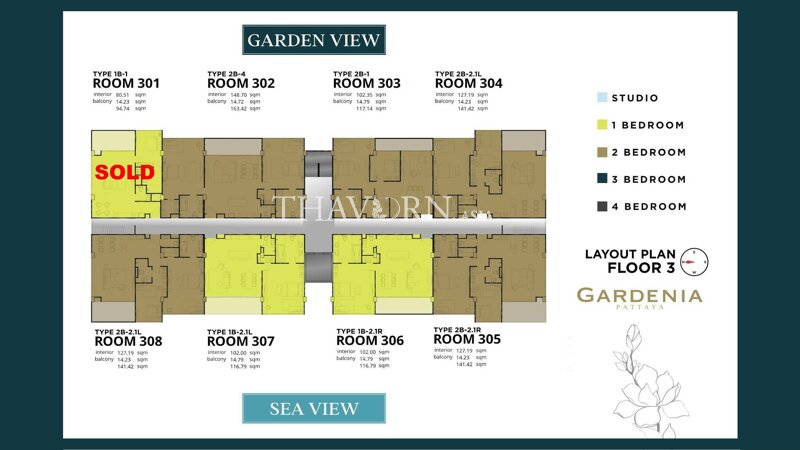 Floor plans Gardenia Pattaya 公寓 2