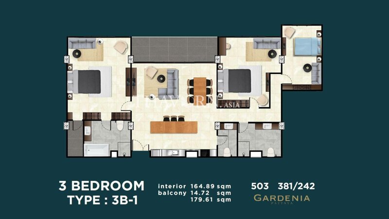 户型图 #13 Gardenia Pattaya 公寓