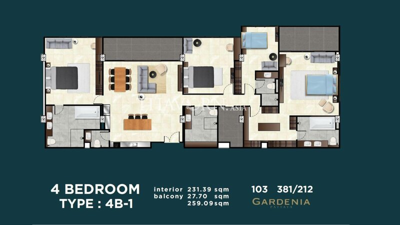 户型图 #6 Gardenia Pattaya 公寓