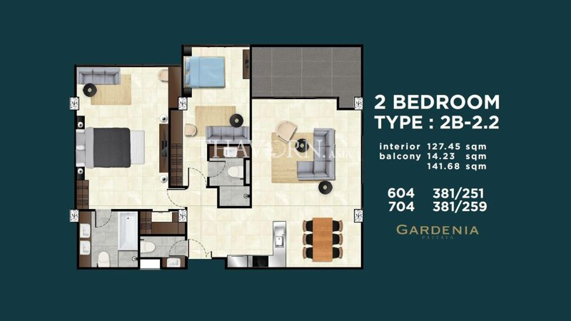 户型图 #3 Gardenia Pattaya 公寓