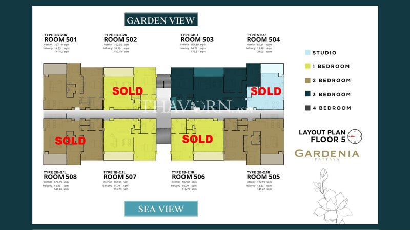 Floor plans Gardenia Pattaya 公寓 4