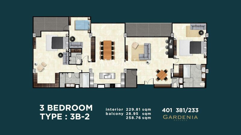 户型图 #1 Gardenia Pattaya 公寓