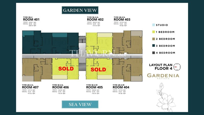 Планы этажей ЖК Gardenia Pattaya 3