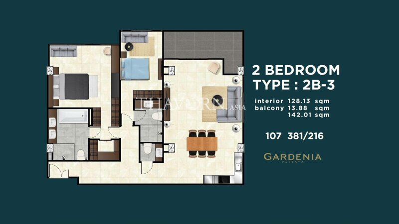 户型图 #7 Gardenia Pattaya 公寓