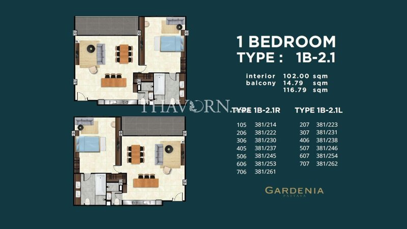 户型图 #14 Gardenia Pattaya 公寓