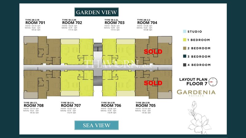 Планы этажей ЖК Gardenia Pattaya 6