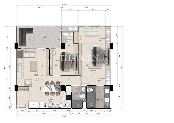 แบบแปลน #2 เซนสิริ เรสซิเดนซ์ จอมเทียน คอนโด