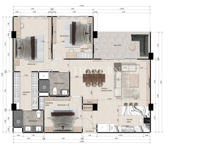 แบบแปลน #3 เซนสิริ เรสซิเดนซ์ จอมเทียน คอนโด