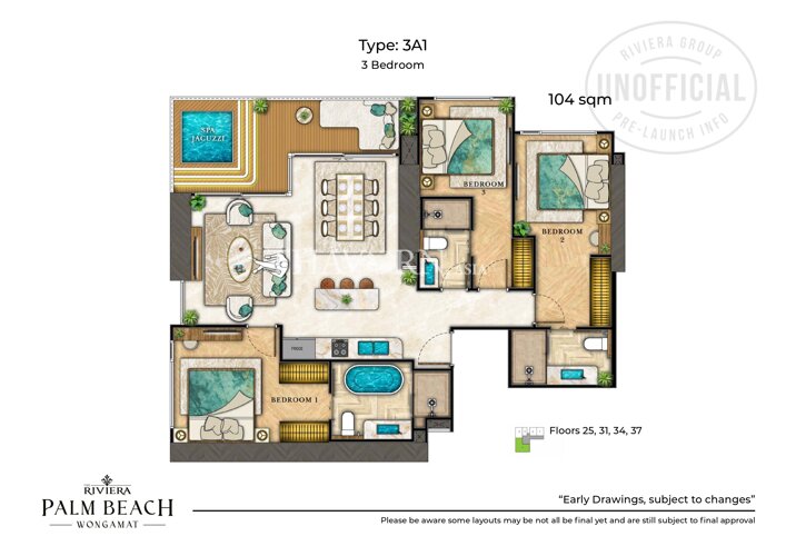 户型图 #15 The Riviera Palm Beach 公寓