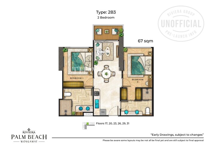 户型图 #10 The Riviera Palm Beach 公寓