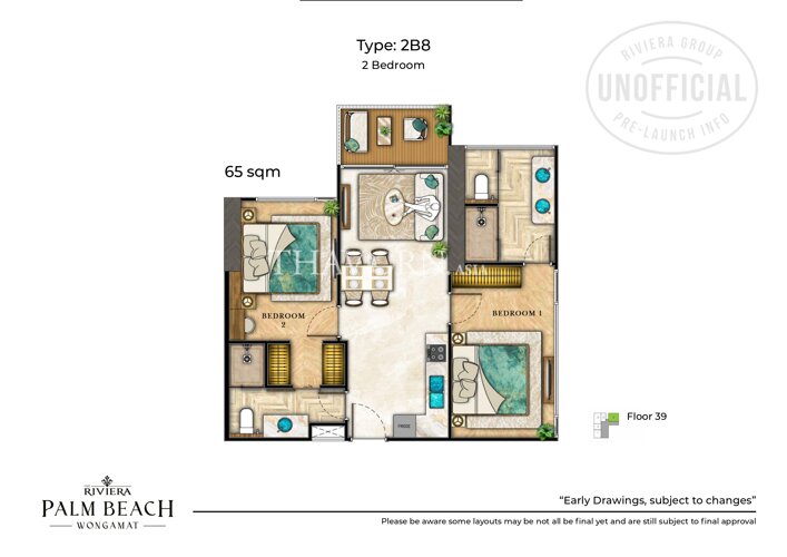 户型图 #13 The Riviera Palm Beach 公寓