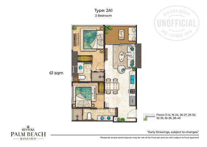 户型图 #7 The Riviera Palm Beach 公寓
