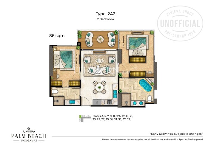 户型图 #8 The Riviera Palm Beach 公寓