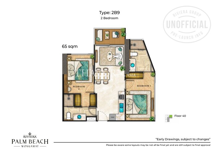 户型图 #14 The Riviera Palm Beach 公寓