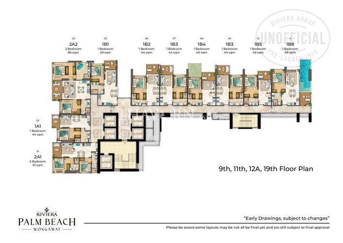 Floor plans The Riviera Palm Beach 公寓 13