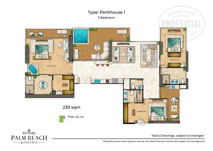 户型图 #18 The Riviera Palm Beach 公寓