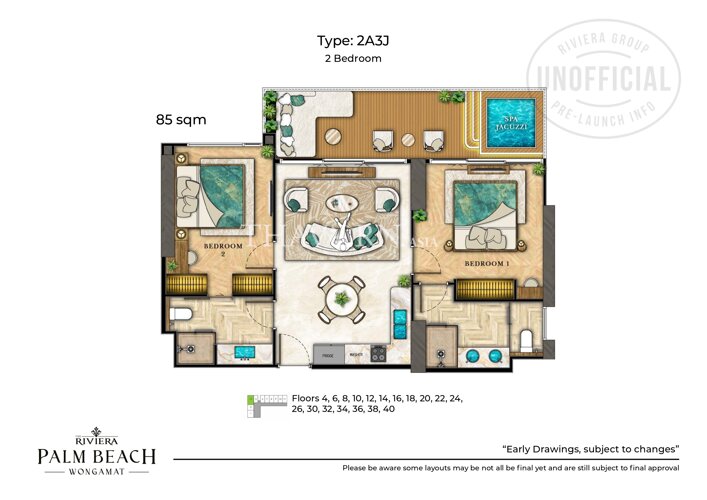 户型图 #9 The Riviera Palm Beach 公寓