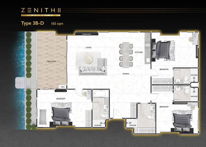 户型图 #14 Zenith Pattaya 2 公寓