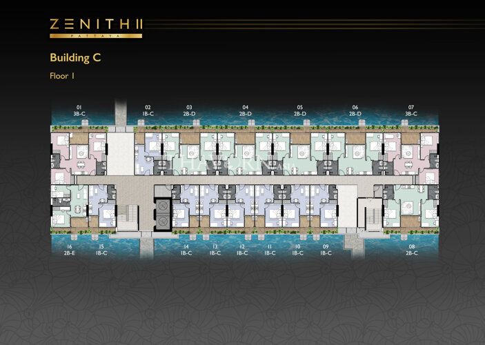 Floor plans Zenith Pattaya 2 公寓 5