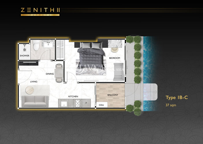 户型图 #3 Zenith Pattaya 2 公寓