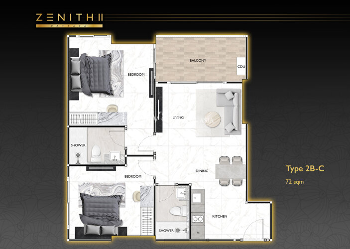户型图 #7 Zenith Pattaya 2 公寓