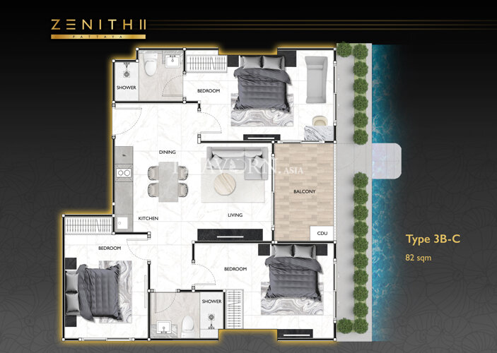 户型图 #13 Zenith Pattaya 2 公寓